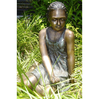 Bronze Statue of a Young Girl in Summer Dress - Fountain