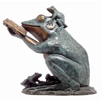 Bronze Frog Statue Reading