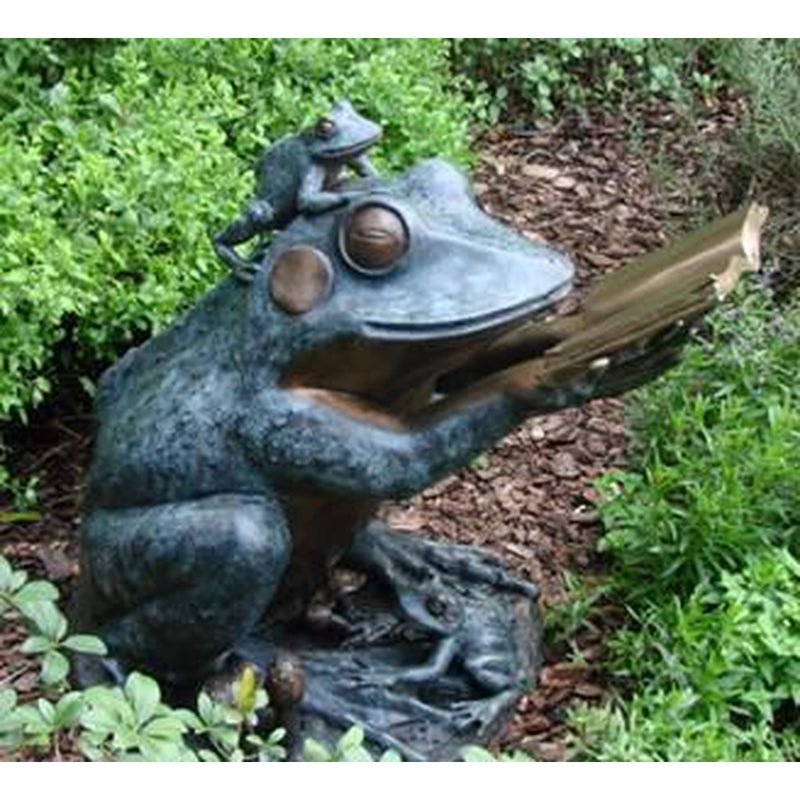 Frog Prince Reading Book Bronze Sculpture