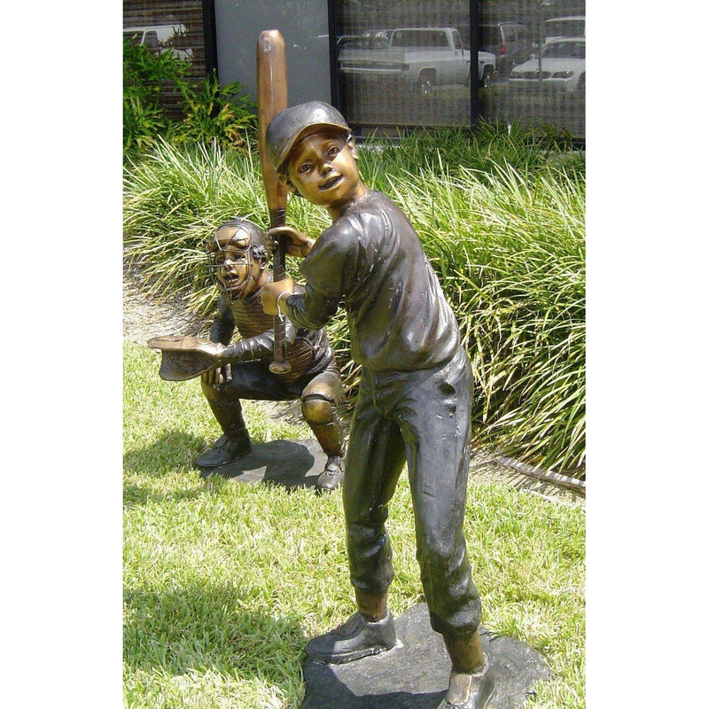 Bronze Statue of Boy Baseball Batter