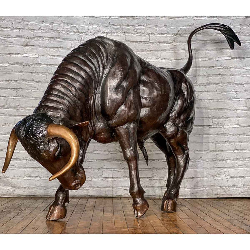 Bull Attack - Neck Down-Custom Bronze Statues & Fountains for Sale-Randolph Rose Collection