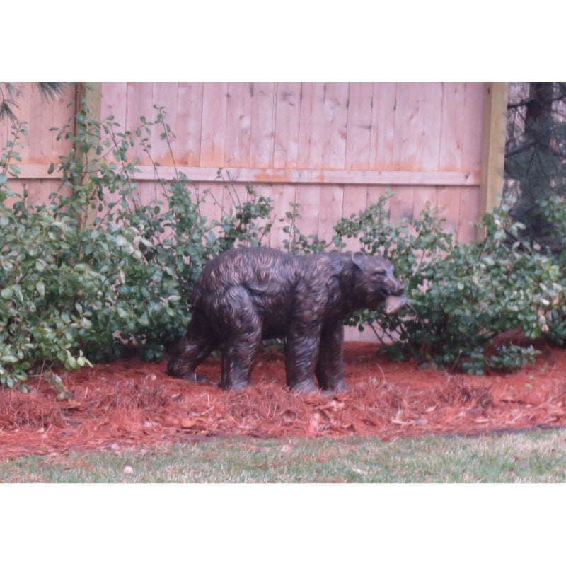 Bronze Bear Sculpture Holding Fish in Mouth Fountain