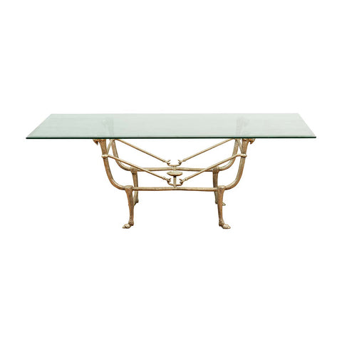 Directoire Table Base with Ram Heads in Light Patina