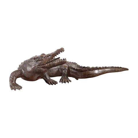 Bronze Alligator Sculpture with Textured Scutes