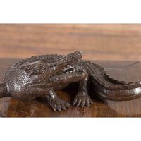 Bronze Alligator Sculpture with Textured Scutes-Custom Bronze Statues & Fountains for Sale-Randolph Rose Collection