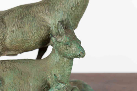 Bronze Family of Goats Tabletop Sculpture