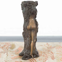 Small Vintage Lost Wax Cast Bronze Dryad Tree Nymph Candle Holder