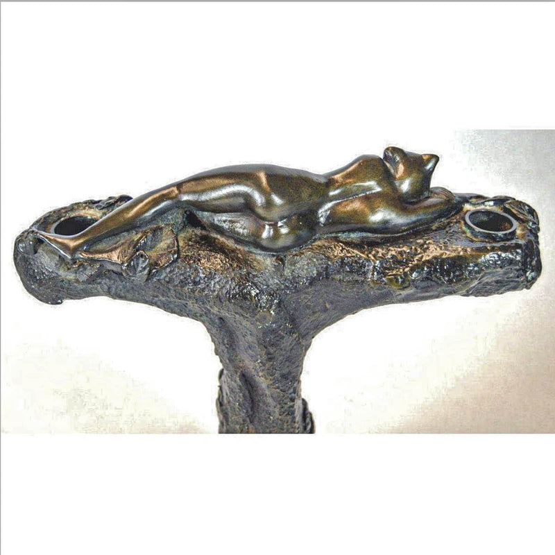 Bastet Inspired Figural Bronze Candle Holder-Custom Bronze Statues & Fountains for Sale-Randolph Rose Collection