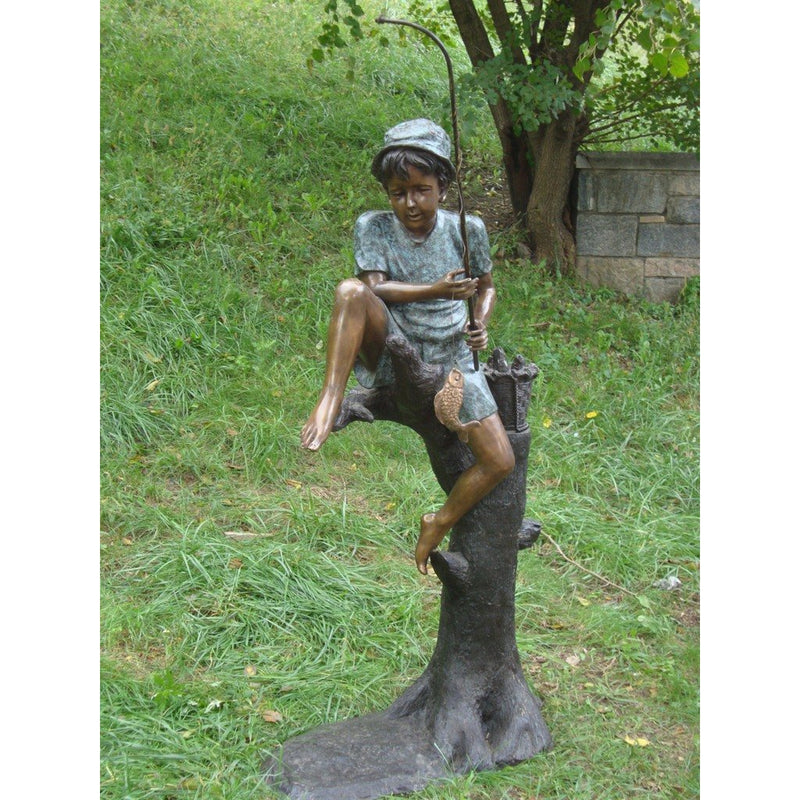 Fisherman Kid Bronze Park Statue | Randolph Rose Collection