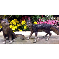 Pair of bronze fox statues