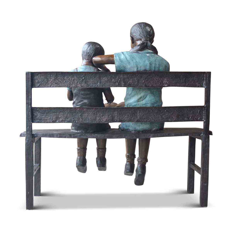 Helping Statue Children's Reading Statue on Bronze Bench | Randolph Rose Collection