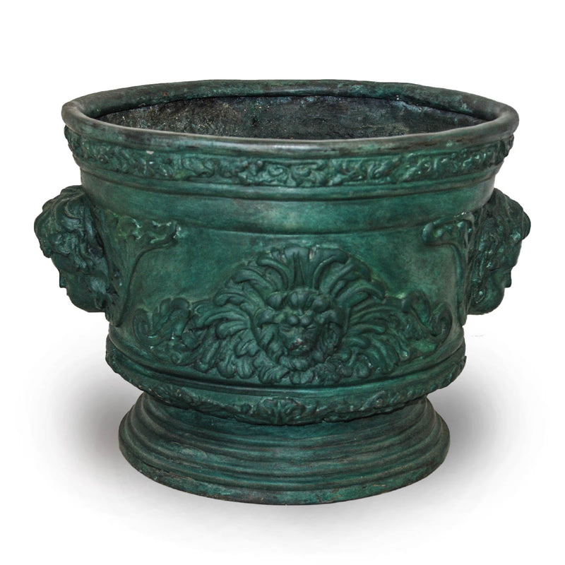 roman head plant pot Bronze Greco-Roman with Cherubs