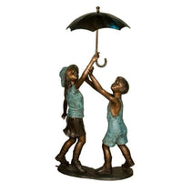 Boy and Girl under an Umbrella Fountain
