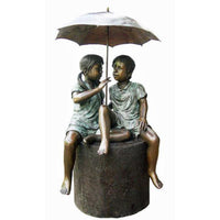 Two Children Under Umbrella Bronze Fountain | Randolph Rose Collection