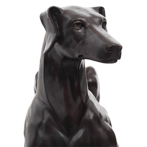 Pair of Bronze Greyhound Statues