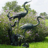 Bronze Cranes/Herons on Island Fountain