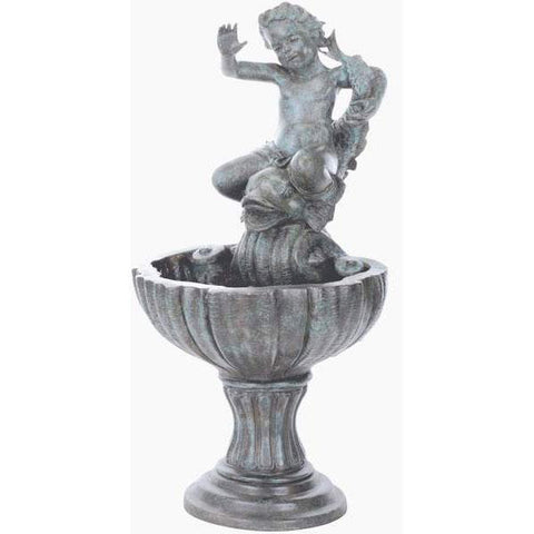 Bronze Cherub Riding Koi Fountain | Randolph Rose Collection