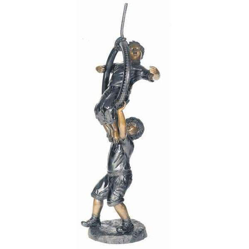 Boys Playing on Tire Swing-Custom Bronze Statues & Fountains for Sale-Randolph Rose Collection